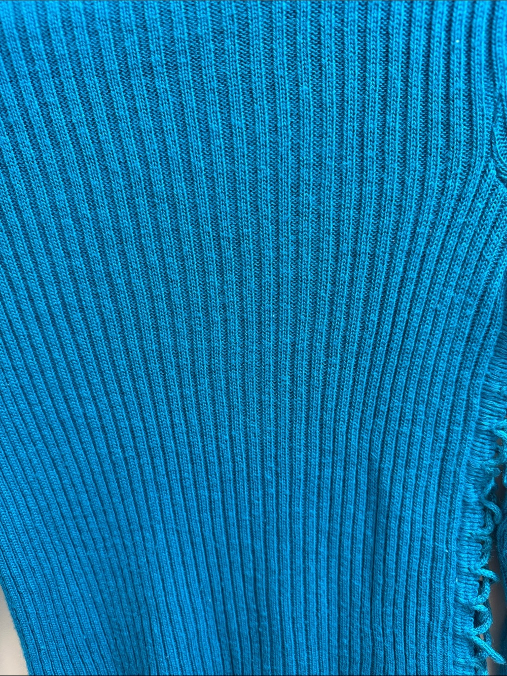 Vintage 59-70s Teal Blue Ribbed Knit Sweater - Picture 8 of 9